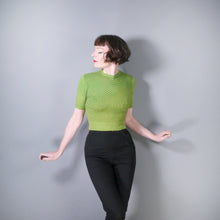 Load image into Gallery viewer, 50s PISTACHIO GREEN CROPPED JUMPER WITH BLACK BEADS - XS
