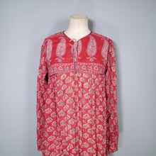 Load image into Gallery viewer, 70s RASPBERRY RED LIGHT GAUZE INDIAN COTTON TUNIC DRESS - S