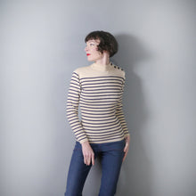 Load image into Gallery viewer, STRIPED 80s BLUE WHITE NAUTICAL BRETON JUMPER - S