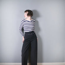 Load image into Gallery viewer, 80s DOES 50s BLACK NAVY SAILOR BUTTON BELL BOTTOM TROUSERS - 30&quot;