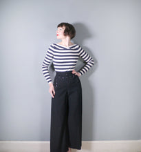 Load image into Gallery viewer, 80s DOES 50s BLACK NAVY SAILOR BUTTON BELL BOTTOM TROUSERS - 30&quot;