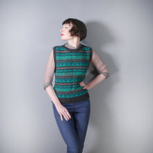 Load image into Gallery viewer, DEEP EMERALD BROWN AND GREY WOOL TANK TOP - L