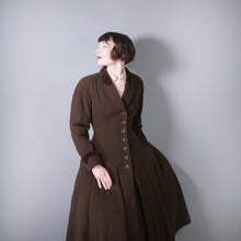 Load image into Gallery viewer, 80s DOES 50s &quot;MANSFIELD&quot; CHESTNUT BROWN PRINCESS WOOL COAT WITH VELVET COLLAR - M