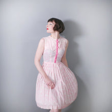 Load image into Gallery viewer, 60s PARIS NOVELTY PASTEL PINK AND CREAM PLEATED DRESS - XS