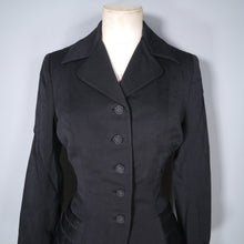 Load image into Gallery viewer, BLACK 50s FITTED HOURGLASS JACKET WITH DECORATIVE TIERED POCKETS - XS-S