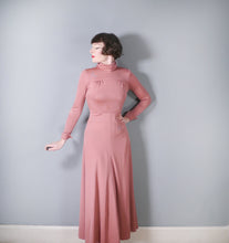 Load image into Gallery viewer, 70s JEAN VARON DUSKY PINK MOON AND STAR STUDDED MAXI DRESS - XS