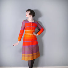 Load image into Gallery viewer, RED STRIPED COLOURBLOCK WOVEN 70s MIDI AUTUMN DRESS - XS