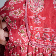 Load image into Gallery viewer, 70s RASPBERRY RED LIGHT GAUZE INDIAN COTTON TUNIC DRESS - S