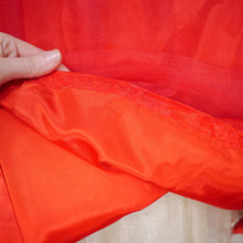 Load image into Gallery viewer, 50s SPECTACULAR RED NET AND VELVET PETAL PEPLUM FULL SKIRT PARTY DRESS - XS