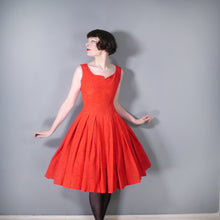 Load image into Gallery viewer, 50s 60s BOLD RED PARTY DRESS WITH HUGE FULL SKIRT - S