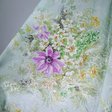 Load image into Gallery viewer, 50s 60s LIGHT BLUE GREEN FLORAL PRINT NYLON CIRCLE DRESS - S