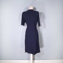 Load image into Gallery viewer, 40s CREPE DRESS WITH SCALLOPED BEADED SHOULDERS AND POCKETS - S