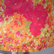 Load image into Gallery viewer, ORANGE AND RED FLORAL 50s 60s FULL SKIRTED SUN DRESS WITH BELT - M