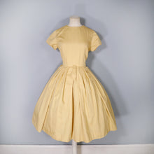 Load image into Gallery viewer, 60s ST MICHAEL YELLOW COTTON FULL SKIRTED DAY DRESS - S