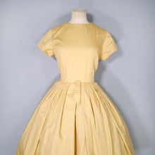 Load image into Gallery viewer, 60s ST MICHAEL YELLOW COTTON FULL SKIRTED DAY DRESS - S