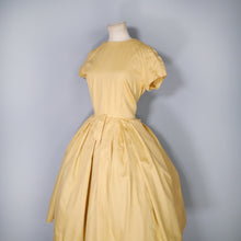 Load image into Gallery viewer, 60s ST MICHAEL YELLOW COTTON FULL SKIRTED DAY DRESS - S