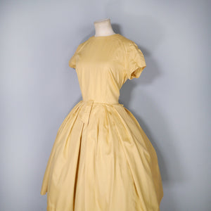 60s ST MICHAEL YELLOW COTTON FULL SKIRTED DAY DRESS - S