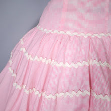 Load image into Gallery viewer, 50s PINK GINGHAM FULL SKIRTED COTTON DRESS WITH RICRAC TIERS - XS