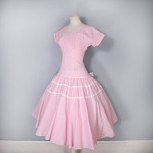 Load image into Gallery viewer, 50s PINK GINGHAM FULL SKIRTED COTTON DRESS WITH RICRAC TIERS - XS