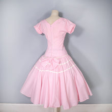 Load image into Gallery viewer, 50s PINK GINGHAM FULL SKIRTED COTTON DRESS WITH RICRAC TIERS - XS