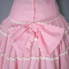 Load image into Gallery viewer, 50s PINK GINGHAM FULL SKIRTED COTTON DRESS WITH RICRAC TIERS - XS