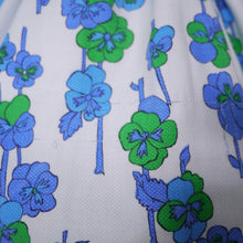 Load image into Gallery viewer, 60s BLUE VIOLET FLORAL STRAPPY FULL SKIRTED SUN DRESS - XS