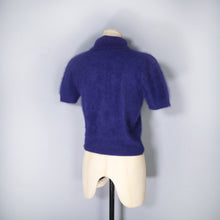 Load image into Gallery viewer, 80s 90s DEEP BLUE ANGORA FLUFFY ROLL NECK JUMPER / SWEATER - M