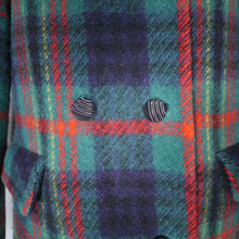 Load image into Gallery viewer, 60s GREEN AND RED PLAID CHECK JACKET / MINI PEA COAT - M