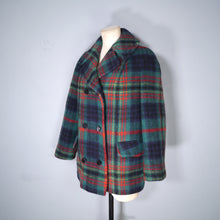 Load image into Gallery viewer, 60s GREEN AND RED PLAID CHECK JACKET / MINI PEA COAT - M