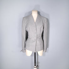 Load image into Gallery viewer, SLEEK TAILORED GREY 40s JACKET WITH DECORATIVE HIP APPLIQUE - L