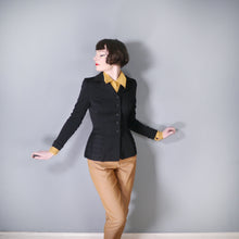 Load image into Gallery viewer, BLACK 50s FITTED HOURGLASS JACKET WITH DECORATIVE TIERED POCKETS - XS-S