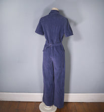 Load image into Gallery viewer, 70s DARK BLUE CORDUROY ZIP FRONT JUMPSUIT / OVERALL - S / short waisted