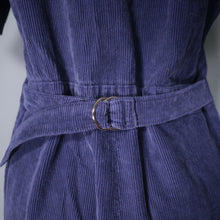 Load image into Gallery viewer, 70s DARK BLUE CORDUROY ZIP FRONT JUMPSUIT / OVERALL - S / short waisted