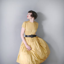 Load image into Gallery viewer, 60s ST MICHAEL YELLOW COTTON FULL SKIRTED DAY DRESS - S