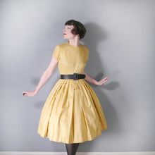 Load image into Gallery viewer, 60s ST MICHAEL YELLOW COTTON FULL SKIRTED DAY DRESS - S