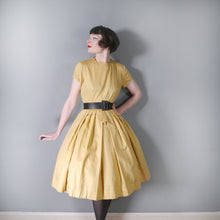 Load image into Gallery viewer, 60s ST MICHAEL YELLOW COTTON FULL SKIRTED DAY DRESS - S