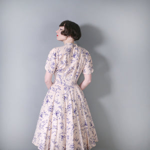 40s HANDMADE NOVELTY DRESS IN HORSE RIDER PRINT - S