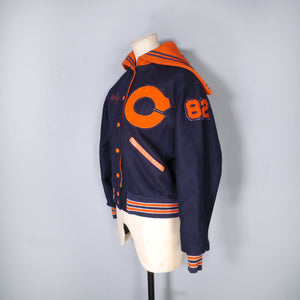 1982 BUTWINS NAVY BLUE AND ORANGE LETTERMAN COLLEGE JACKET - XS-M