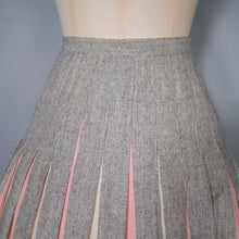 Load image into Gallery viewer, 50s 60s GREY PINK AND CREAM REVERSIBLE PLEATED FULL SKIRT - 25&quot;