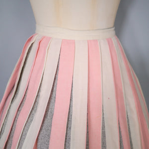 50s 60s GREY PINK AND CREAM REVERSIBLE PLEATED FULL SKIRT - 25"