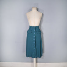 Load image into Gallery viewer, VIBRANT TEAL GREEN 70s A-LINE HIGH WAIST ART DECO STYLE SKIRT - 24&quot;