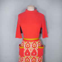 Load image into Gallery viewer, 60s 70s SUSAN SMALL VIVID PINK PATTERNED KNIT DRESS - M-L