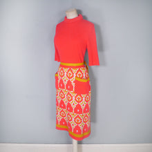 Load image into Gallery viewer, 60s 70s SUSAN SMALL VIVID PINK PATTERNED KNIT DRESS - M-L