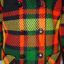 Load image into Gallery viewer, 70s &quot;BRADLEY&quot; COLOURFUL YELLOW RED AND GREEN PLAID CHECK JACKET / PEA COAT - S-M