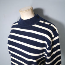 Load image into Gallery viewer, STRIPED 80s 90s BLUE WHITE NAUTICAL BRETON JUMPER - L