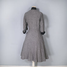 Load image into Gallery viewer, 70s does 40s / 50s GREY WOOL FIT AND FLARE NEW LOOK STYLE DRESS - XS