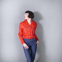 Load image into Gallery viewer, 80s 90s &quot;NICE&quot; BRIGHT RED REAL LEATHER BIKER JACKET WITH SELF BELT - L-XL