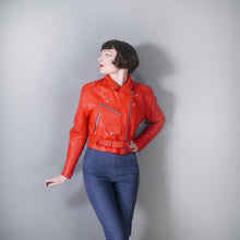 Load image into Gallery viewer, 80s 90s &quot;NICE&quot; BRIGHT RED REAL LEATHER BIKER JACKET WITH SELF BELT - L-XL