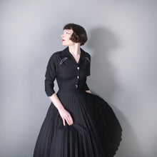 Load image into Gallery viewer, 70s does 50s BRIDGET OF STRAWBERRY STUDIO BLACK PLEATED WESTERN COWBOY DRESS - XS-S