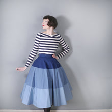 Load image into Gallery viewer, 70s/80s DOES 50s TIERED BLUE COLOURBLOCK FULL SKIRT - 30&quot;